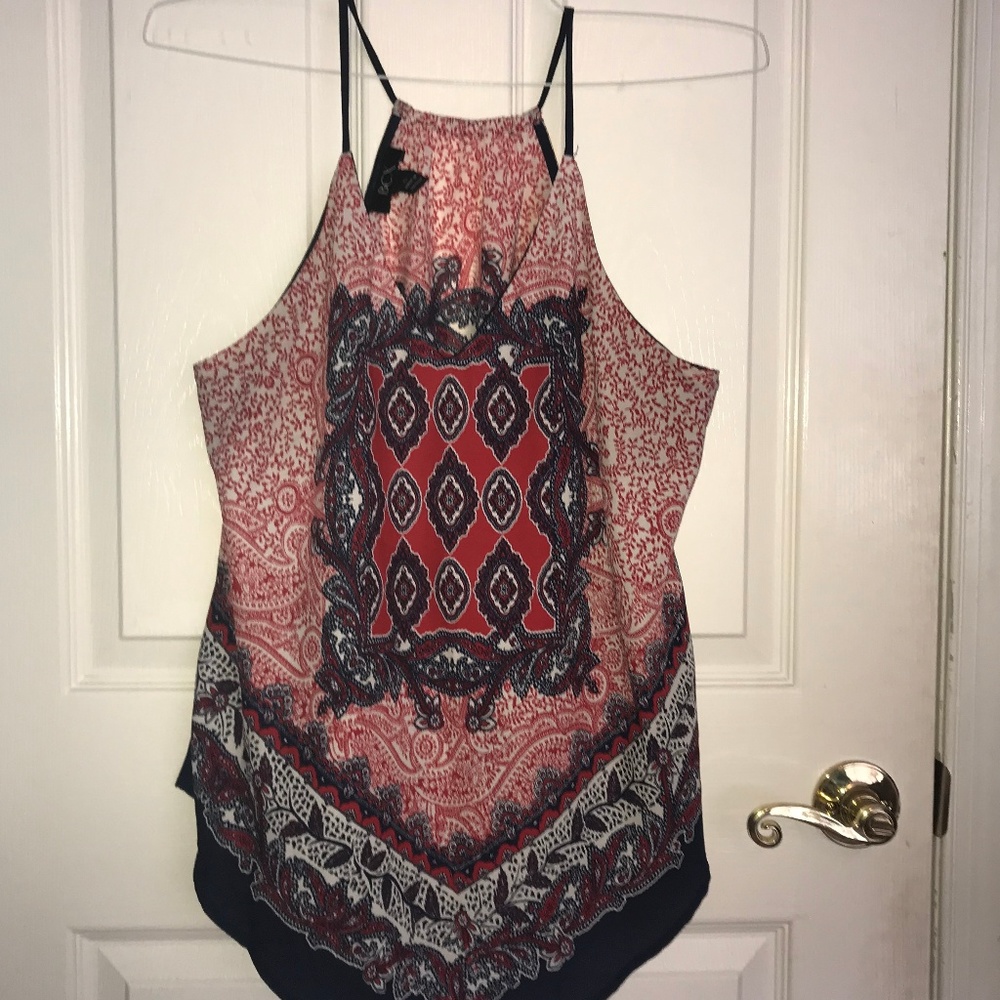 Patterned Chiffon Tank Top